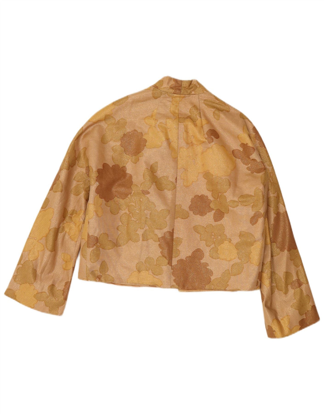 vintage Femmes 1 Bouton Crop Blazer Veste UK 14 Moyen Brun Floral