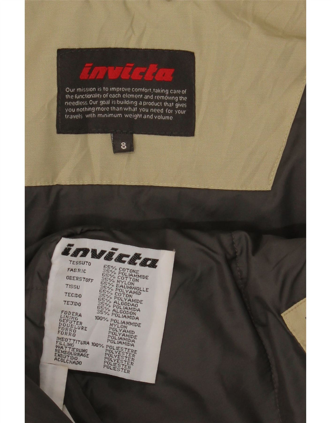 Invicta Veste matelassée à manches 3/4 pour femme UK 8 Small Beige Coton