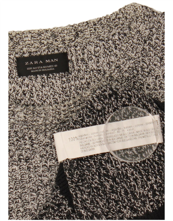 Zara Pull ras du cou pour homme en coton color block gris moyen