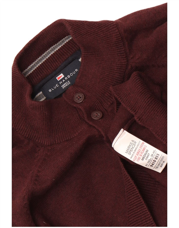 Marks & Spencer Pull Bleu Harbor Button Neck Jumper Homme Marron Moyen