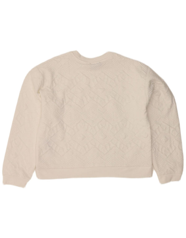 Zara Womens Crop Oversize Sweatshirt Jumper UK 10 Petit Blanc Géométrique