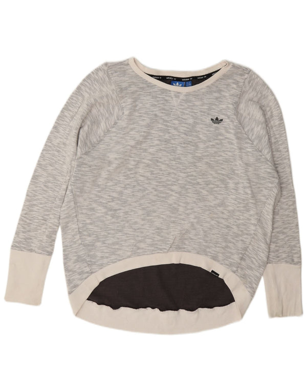 Adidas Sweat-shirt surdimensionné graphique pour femme UK 14 Grand gris moucheté