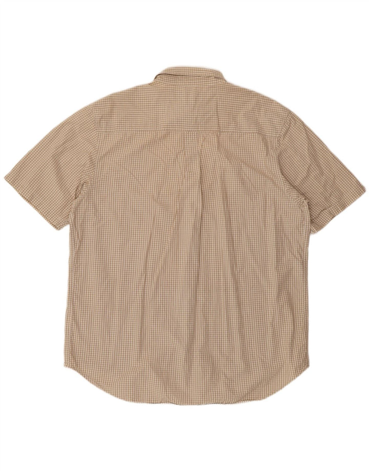 TIMBERLAND Chemise à Manches Courtes Homme XL Beige Carreaux Coton