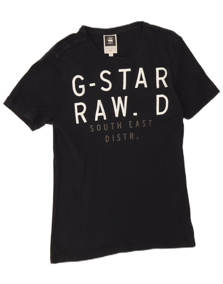 G-Star T-shirt graphique pour femme UK 12 Bleu marine moyen