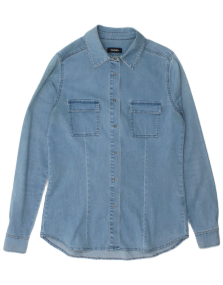 Max Mara Chemise en jean pour femme UK 12 Bleu moyen Coton