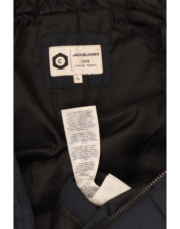 Jack & Jones Veste matelassée à capuche pour homme UK 42 XL Bleu marine Polyester