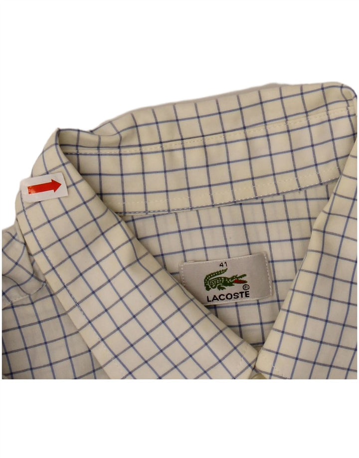 LACOSTE Chemise Homme Taille 41 Grand Coton à Carreaux Blanc