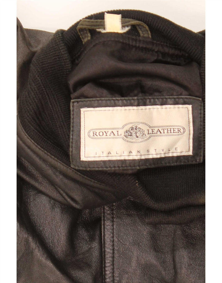 veste en cuir bomber homme vintage IT 46 petit cuir noir