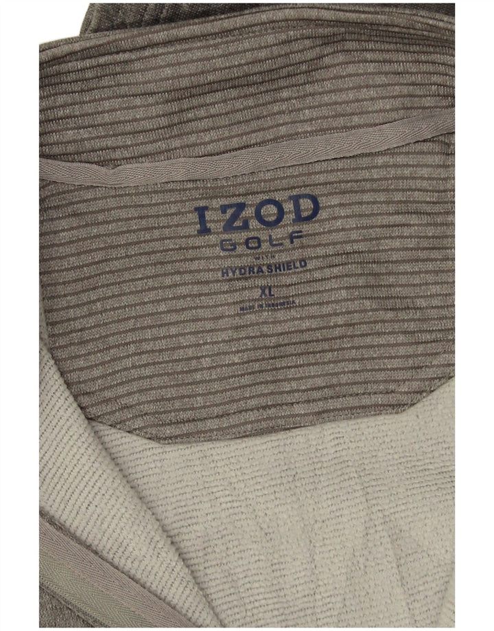Izod Pull de golf à col zippé pour homme XL Gris rayé