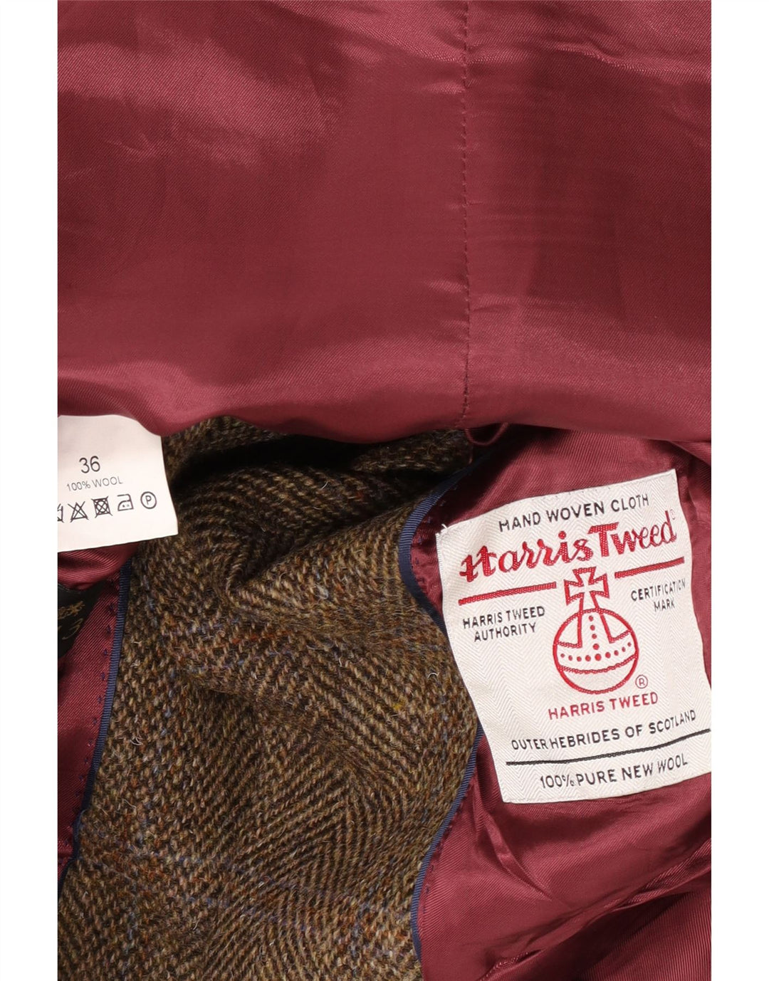 Harris Tweed Veste Blazer 2 Boutons pour Homme UK 36 Petite Laine à Carreaux Marron