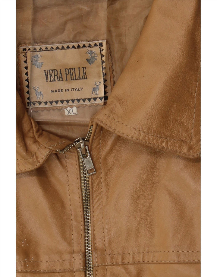 veste en cuir femme vintage UK 18 XL Cuir Beige