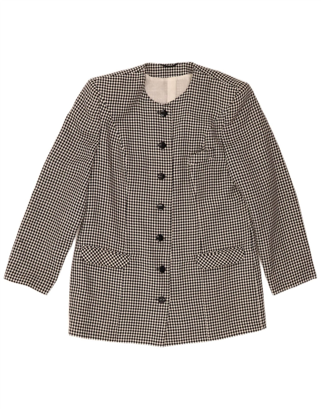 vintage Womens 7 bouton Blazer Jacket IT 44 Medium Black Spotted Polyester
