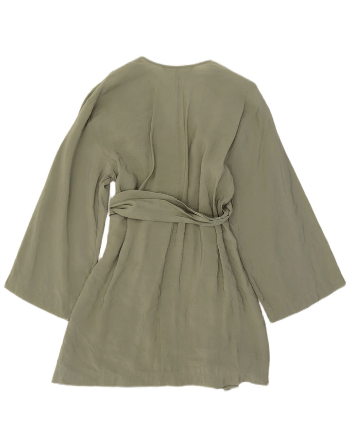 Robe portefeuille Zara pour femme UK 10 Small Kaki Modal