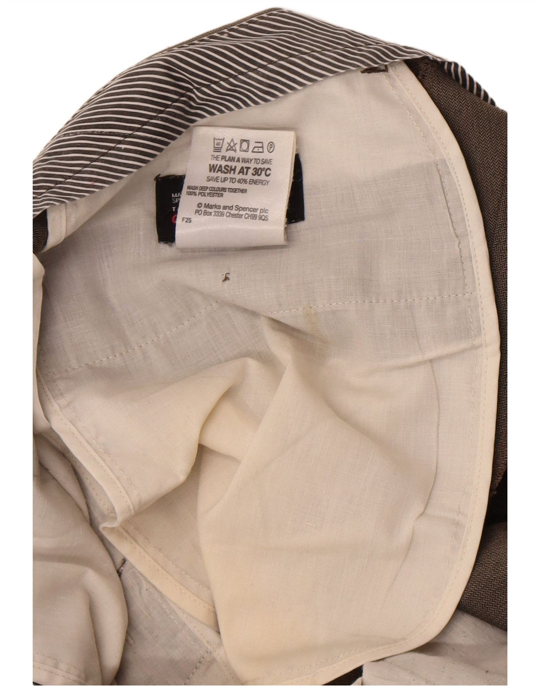 Marks & Spencer Pantalon de costume droit pour homme W34 L29 Marron à chevrons