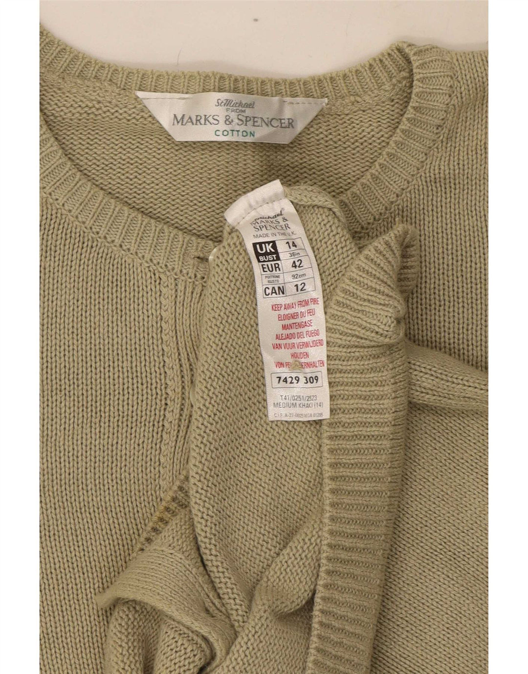 Marks & Spencer Pull cardigan St. Michael pour femme UK 14 Large Kaki