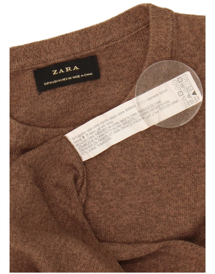 Zara Pull à col rond en coton moucheté marron moyen pour homme