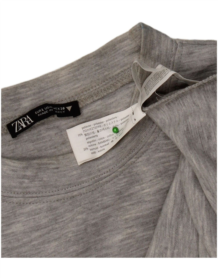 Zara Womens T-Shirt Top UK 16 Large Gris Moucheté Polyester