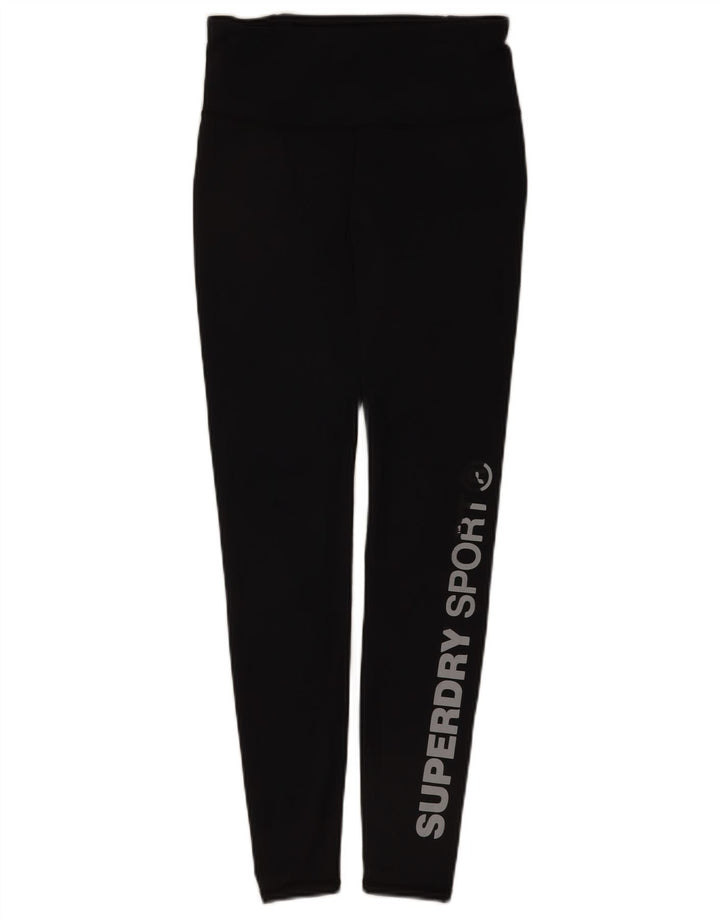 Superdry Leggings Graphiques Femme UK 10 Petit Noir Polyester