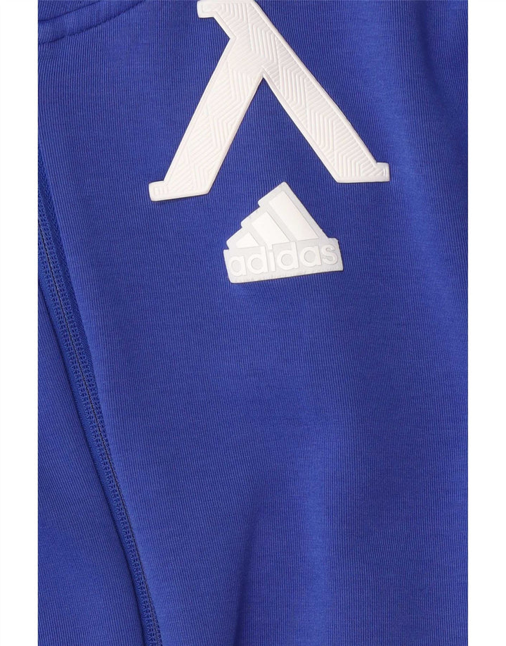 Adidas Pull à capuche zippé graphique pour homme, petit, bleu
