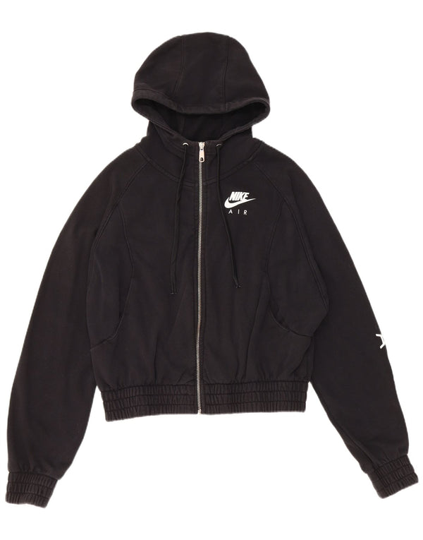 Nike Pull à capuche zippé surdimensionné pour femme UK 10 Petit coton noir