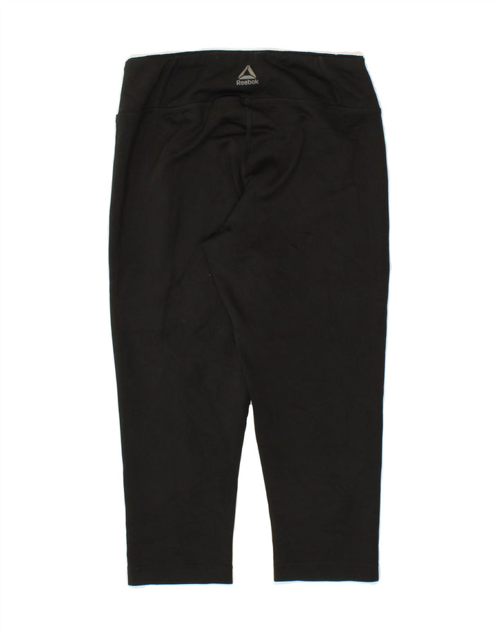 REEBOK Womens Capri Leggings UK 8/10 Small  Black Polyester Vintage Reebok and Second-Hand Reebok from Messina Hembry 