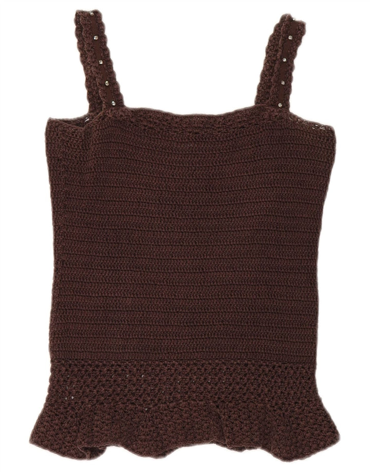 Max & Co. Haut court en crochet pour femme UK 12 Marron moyen
