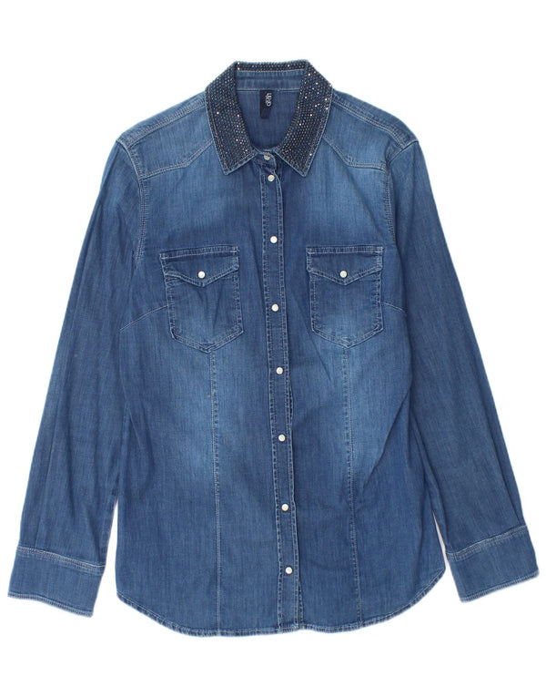 Liu Jo Femme Chemise En Jean IT 46 Large Bleu Coton