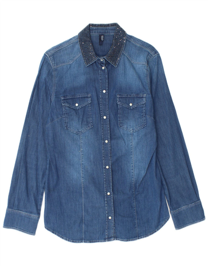 Liu Jo Femme Chemise En Jean IT 46 Large Bleu Coton