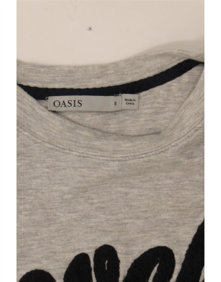 OASIS Womens Graphic Sweatshirt Jumper UK 10 Small Grey Viscose Vintage Oasis and Second-Hand Oasis from Messina Hembry 