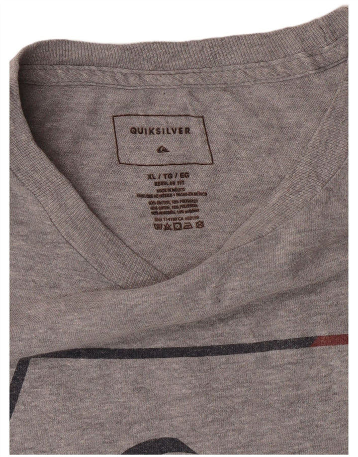 Quiksilver Mens Regular Fit Graphic T-Shirt Top XL Gris Moucheté Coton