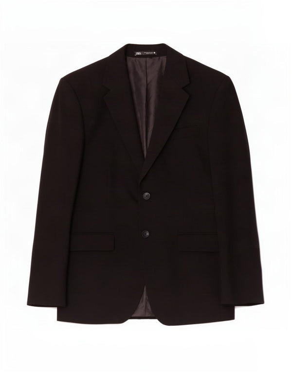 Zara Veste Blazer 2 Boutons Homme EU 48 Viscose Noir Moyen