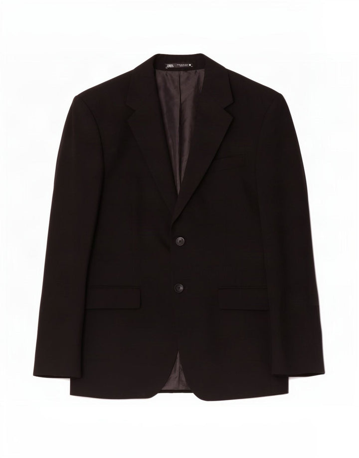 Zara Veste Blazer 2 Boutons Homme EU 48 Viscose Noir Moyen