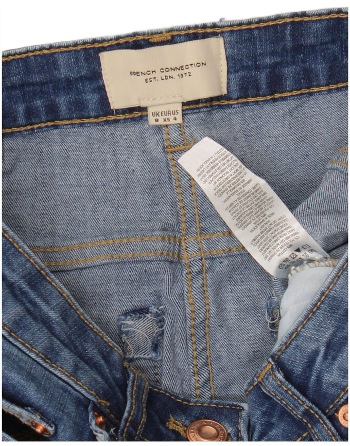 FRENCH CONNECTION Jean Capri à jambe large pour femme UK 8 Small W26 L22 Bleu