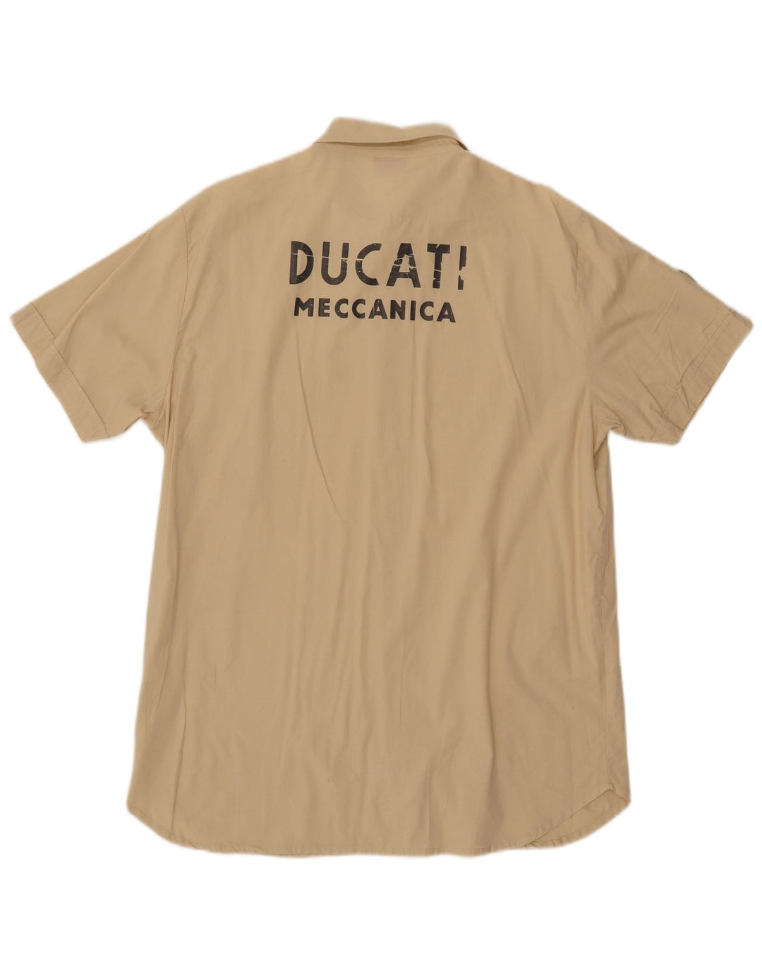DUCATI Chemise Graphique à Manches Courtes pour Hommes Grand Coton Beige