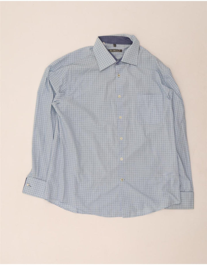 Ben Sherman Chemise formelle pour homme XL en coton à carreaux bleus