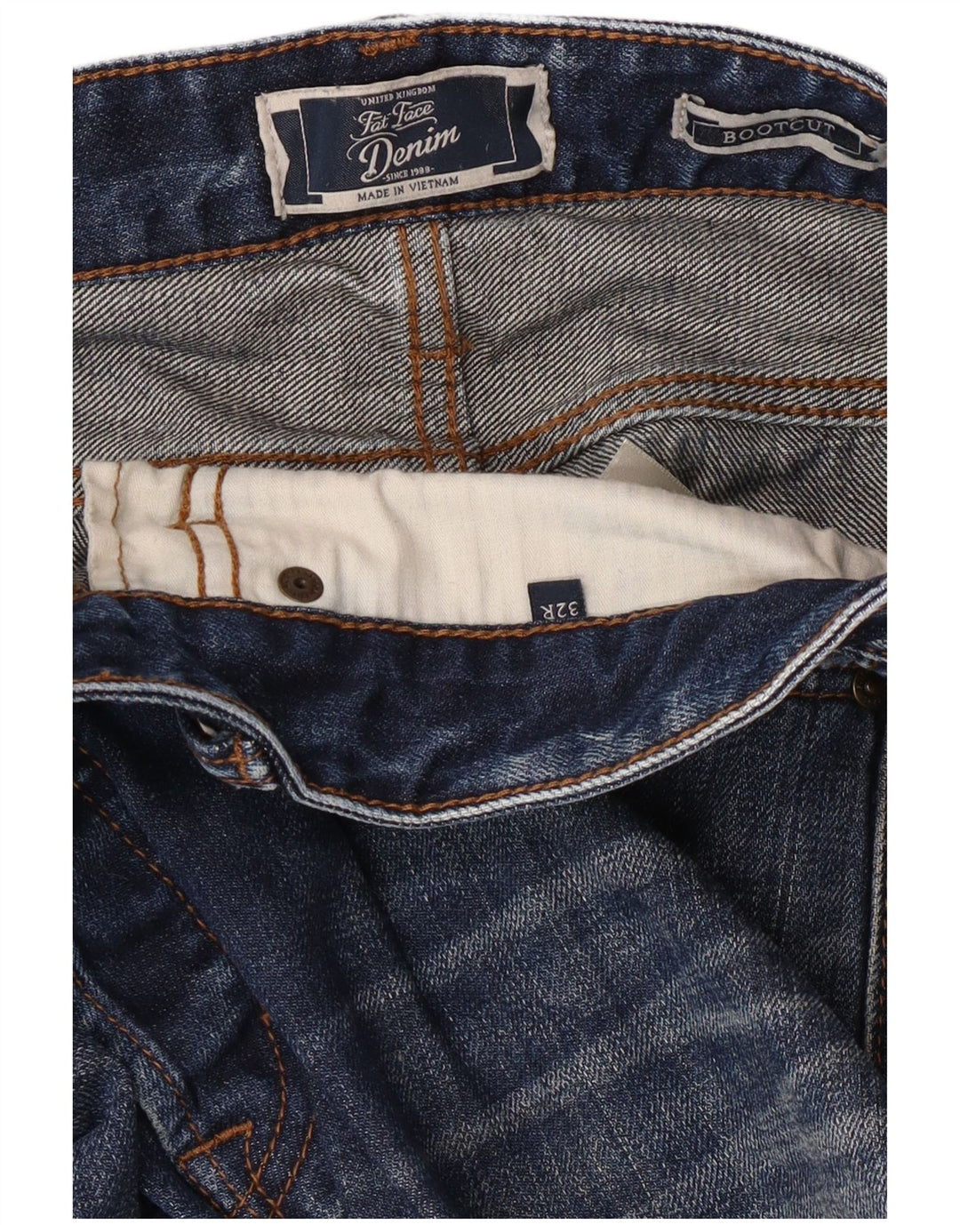 Fat Face Jean Bootcut Coupe Régulière Homme W32 L30 Bleu Coton