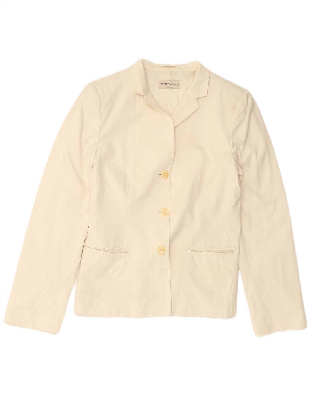 EMPORIO ARMANI Veste Blazer 3 Boutons Femme IT 44 Coton Blanc Cassé Moyen