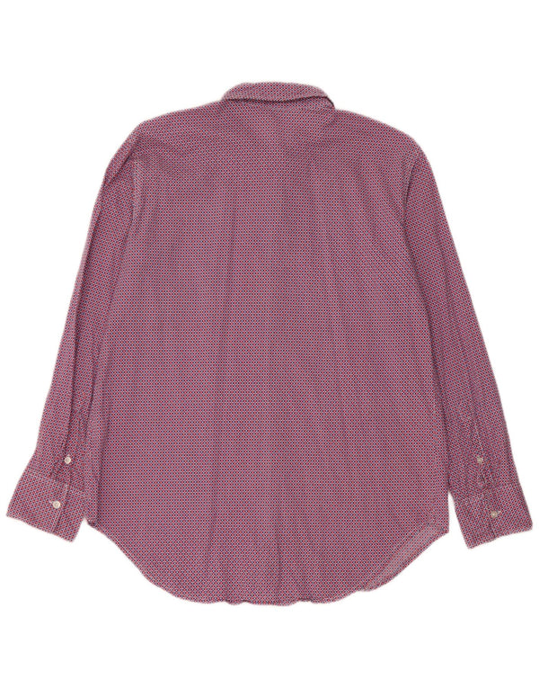 BENETTON Chemise Oversize Femme UK 6 XS Coton Géométrique Rouge