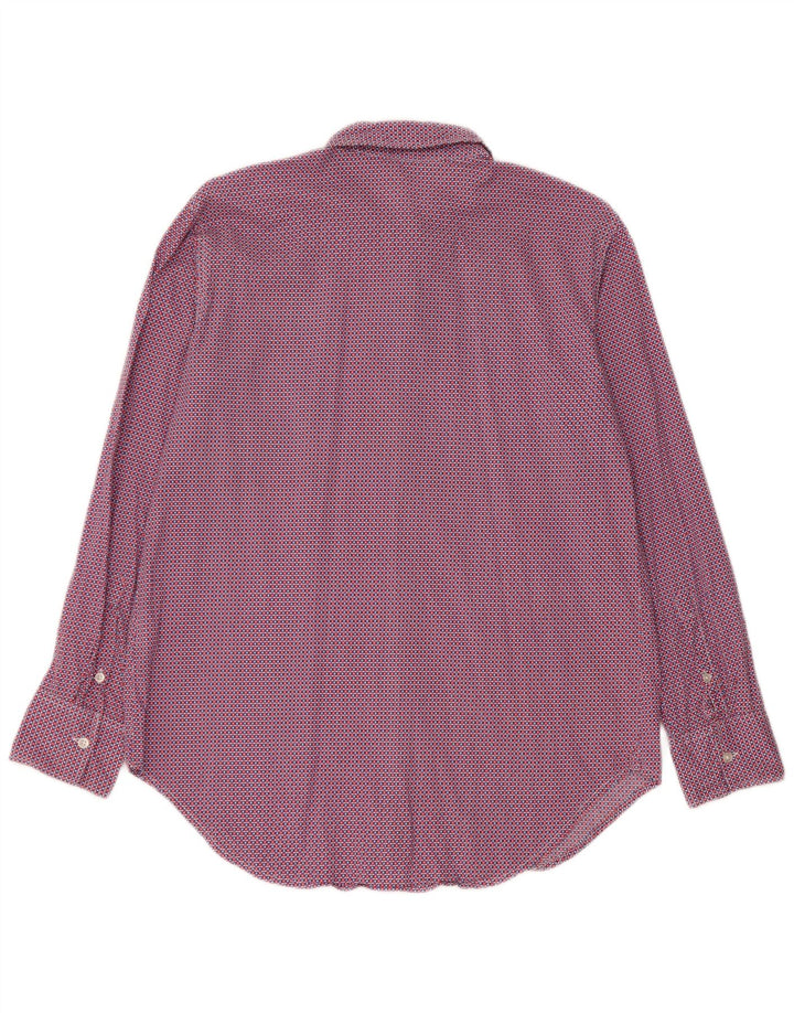 BENETTON Chemise Oversize Femme UK 6 XS Coton Géométrique Rouge