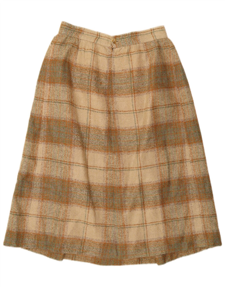 vintage Femme Jupe A-Line W26 Petit Beige Check Polyester