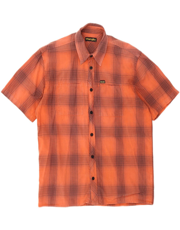 Wrangler Chemise à manches courtes pour homme en coton à carreaux orange moyen