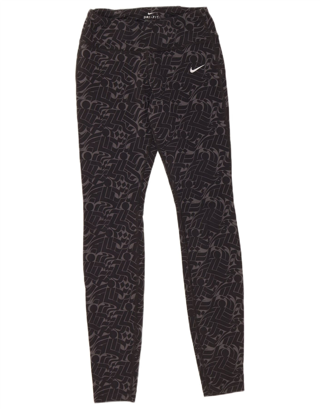NIKE Legging Dri Fit pour femme UK 8 Petit nylon géométrique noir