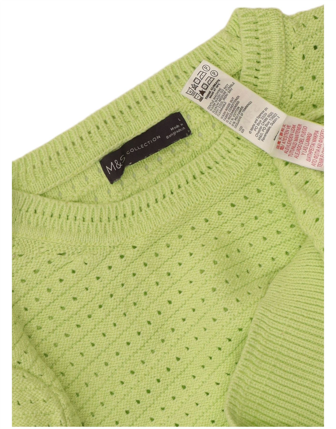 MARKS & SPENCER Pull à col rond pour femme UK 14 Large Vert