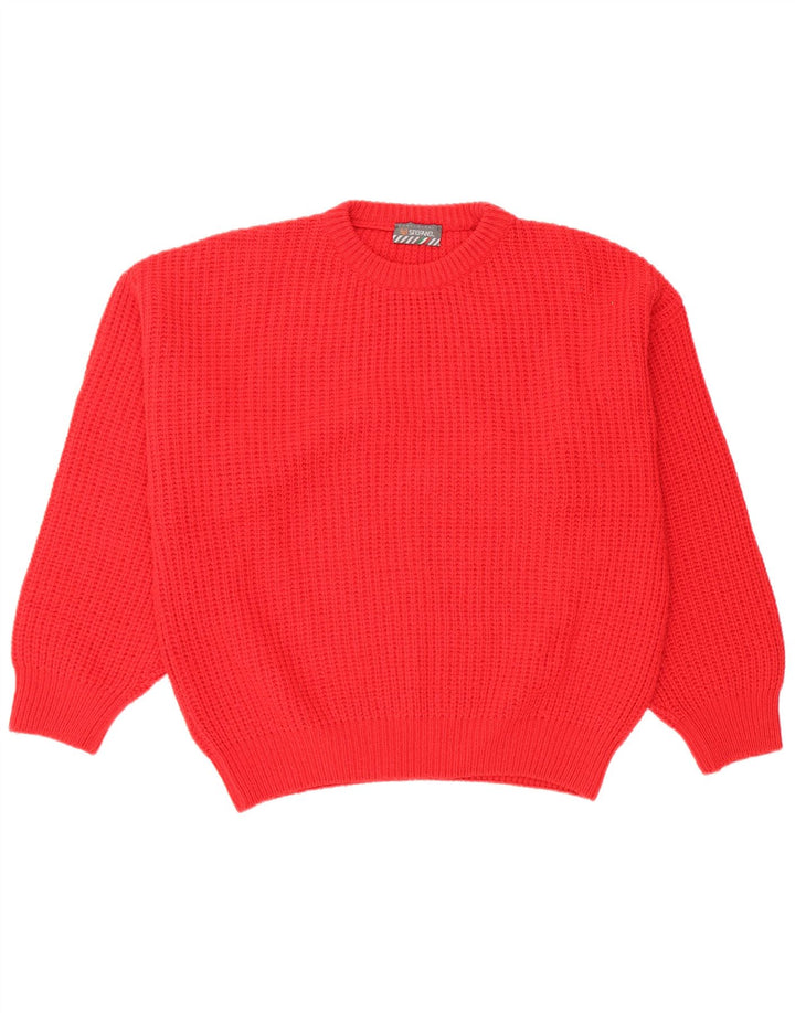Stefanel Pull col rond homme XL laine rouge