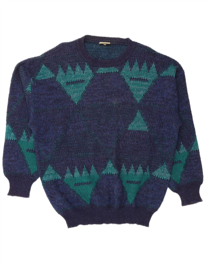 4 CASTELLA Pull Col Bateau Homme IT 56 XL Bleu Marine Géométrique