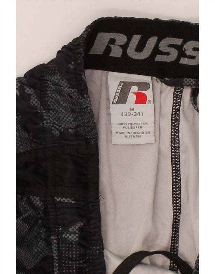 RUSSELL ATHLETIC Mens Dri-Power Sport Shorts Medium Black Camouflage Vintage Russell Athletic and Second-Hand Russell Athletic from Messina Hembry 