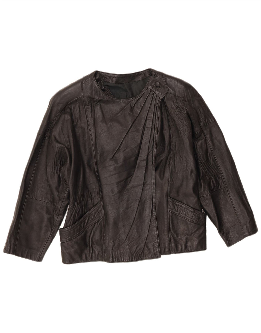 veste en cuir femme vintage UK 10 Petit Noir
