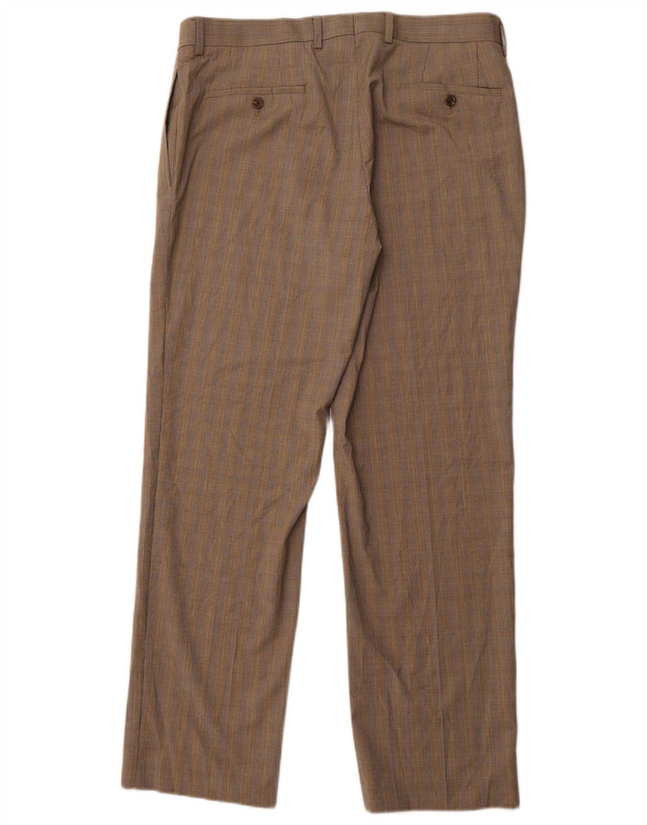 POLO RALPH LAUREN Pantalon de Costume Droit Homme W34 L30 Pied de Poule Marron