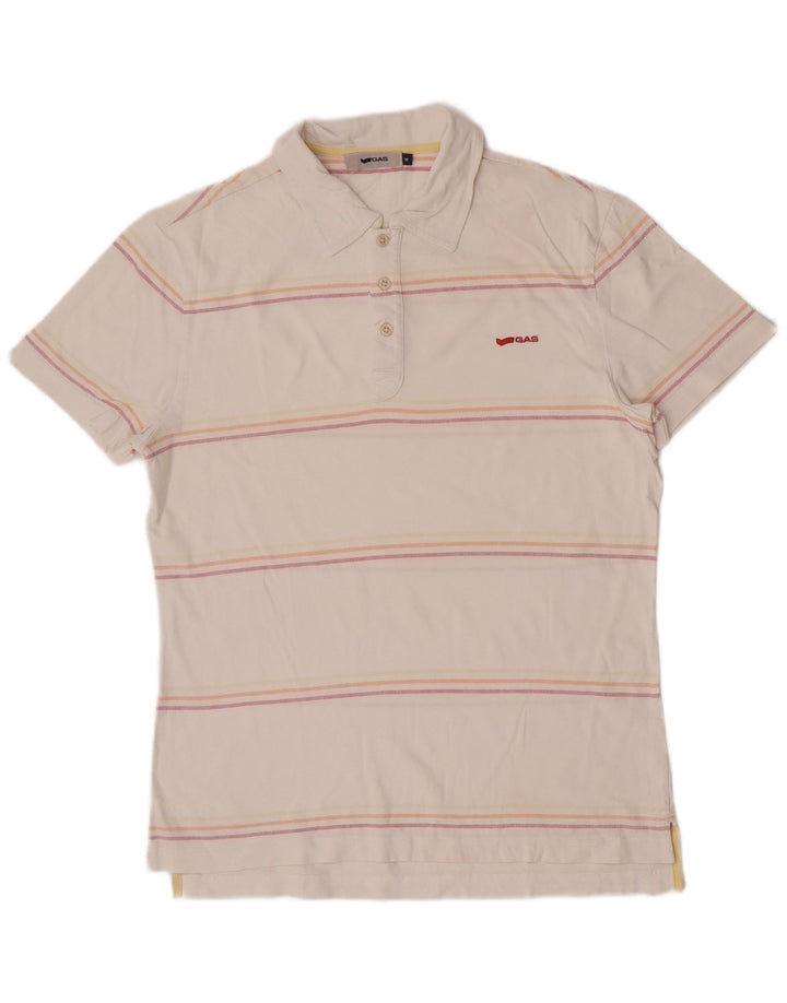 Gas Polo Homme Coton Rayé Blanc Moyen