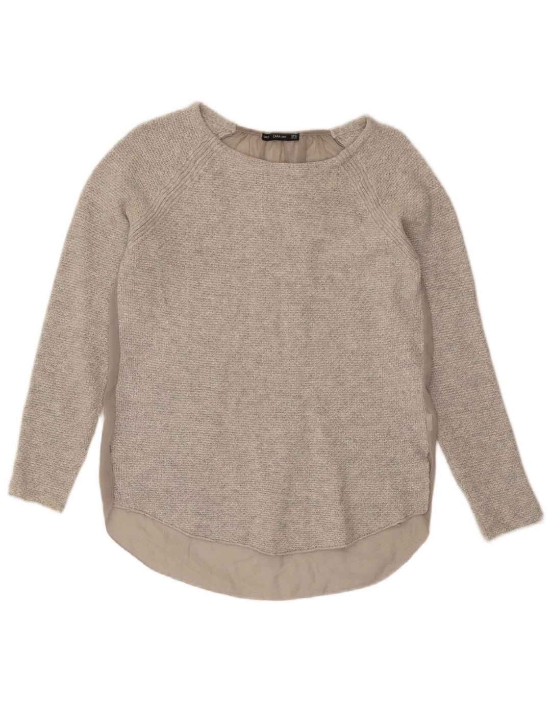 Zara Femme Top Manches Longues UK 12 Gris Moyen